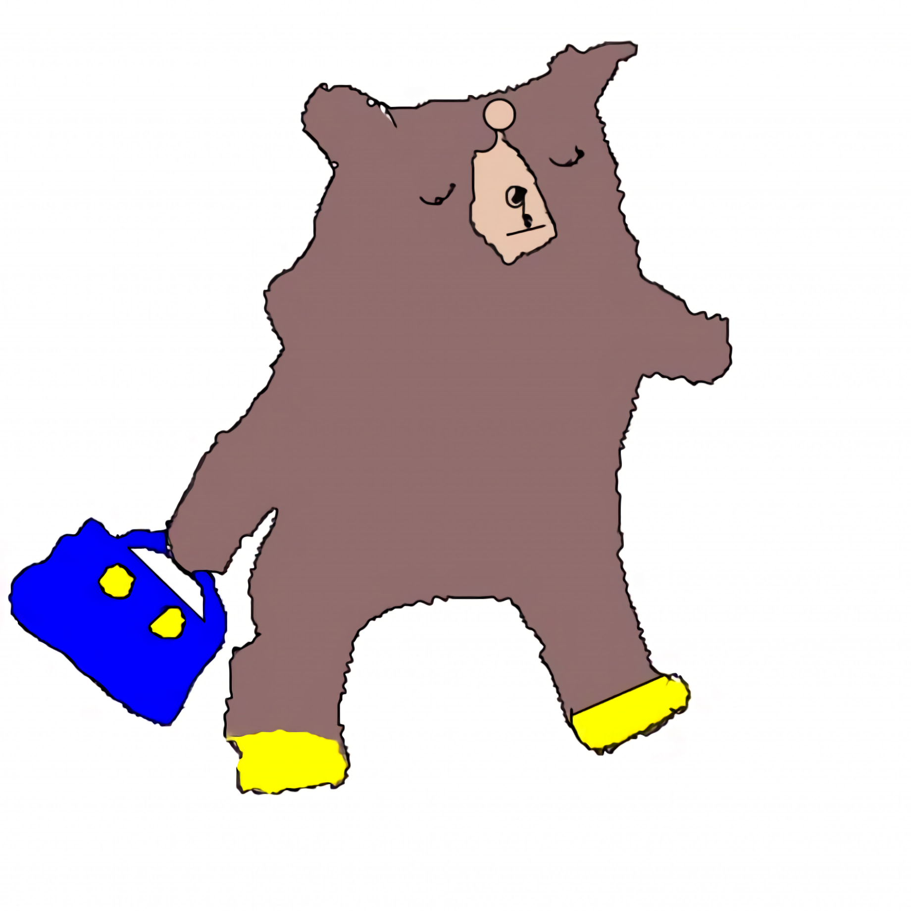 raspi0124のアイコン デフォルメされたかわいい熊がすまし顔で青い鞄を持っている